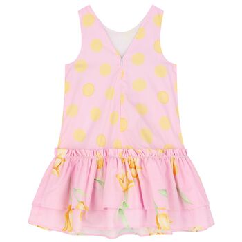 Girls Pink & Yellow Bow Dress