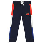 Younger Boys Navy Logo Joggers, 1, hi-res