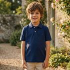Boys Navy Blue Logo Polo Shirt, 6, hi-res