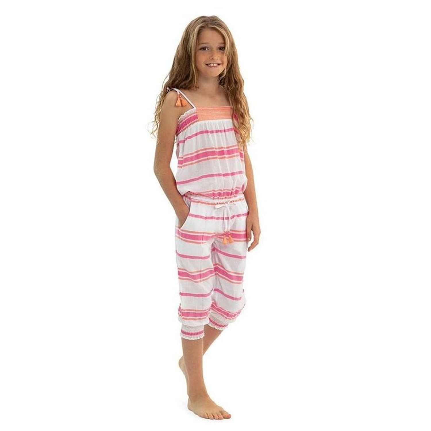 Girls Pink Multistripe Jumpsuit, 1, hi-res