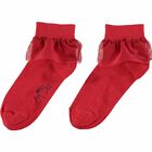Girls Red Logo Socks, 1, hi-res