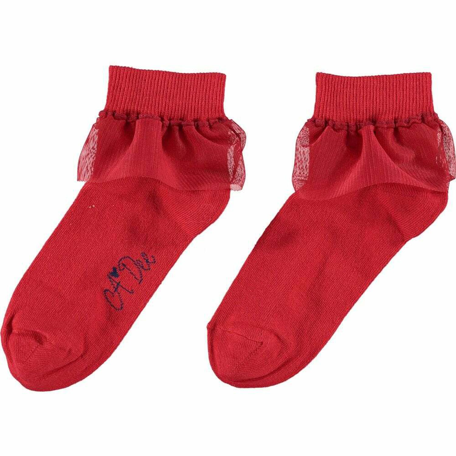Girls Red Logo Socks, 1, hi-res