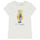 Baby Girls White Polo Bear T-Shirt, 1, hi-res