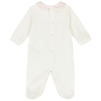 Baby Girls Ivory & Pink Babygrow