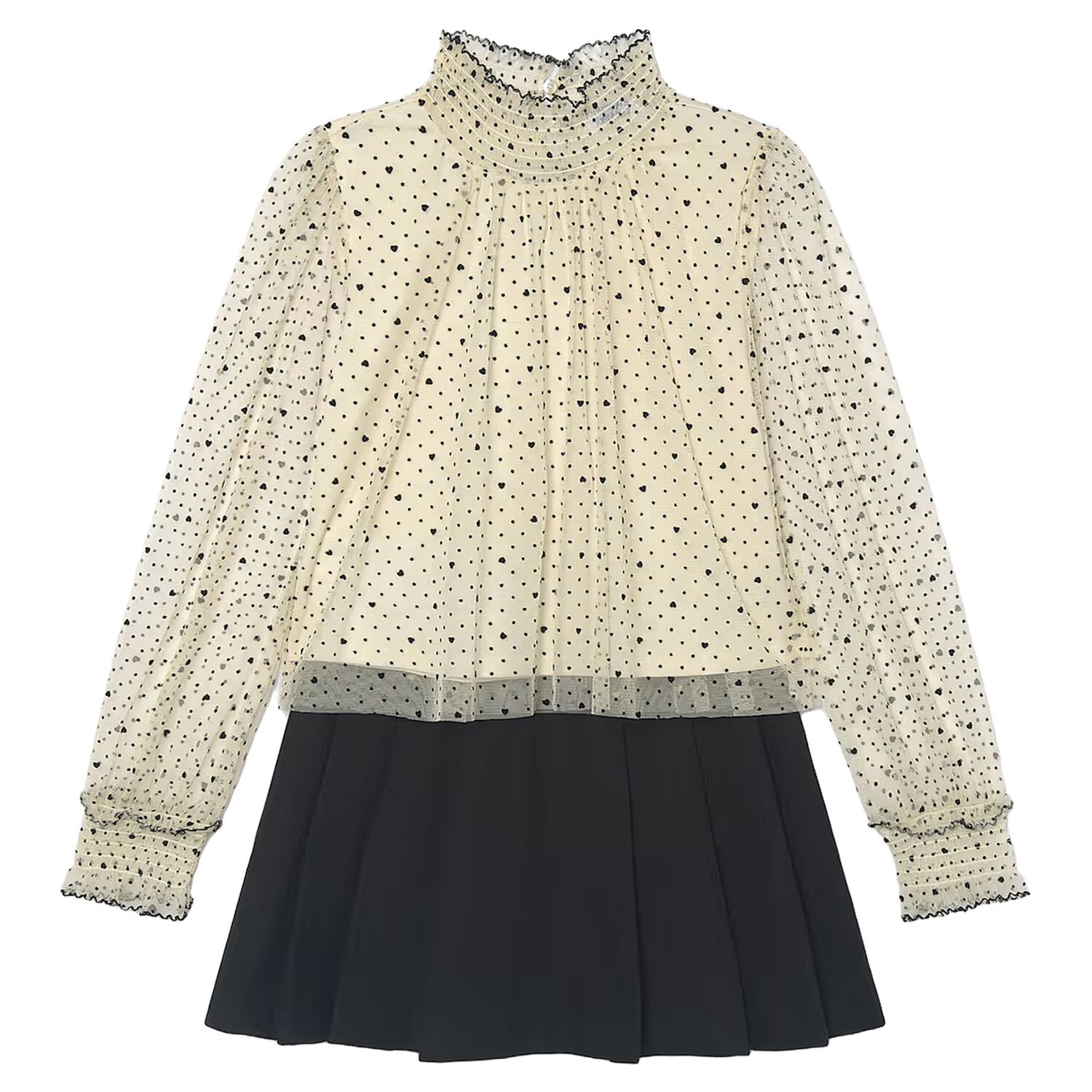 Girls Ivory & Black Skirt Set, 1, hi-res