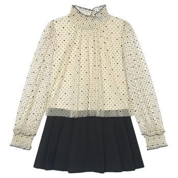 Girls Ivory & Black Skirt Set