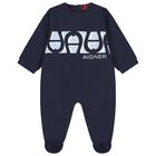 Baby Boys Navy Blue Logo Babygrow, 3, hi-res