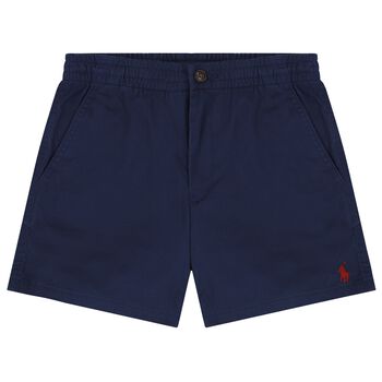 Boys Navy Blue Logo Shorts