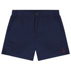 Boys Navy Blue Logo Shorts, 1, hi-res
