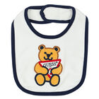 Baby Boys White Teddy Bib, 3, hi-res