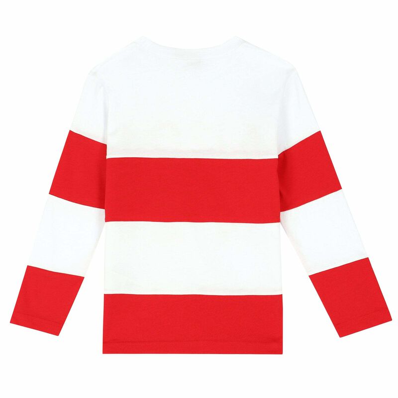 Boys White and Red Logo Long Sleeve Top, 1, hi-res image number null