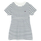 Baby Girls White & Blue Striped Dress Set, 1, hi-res