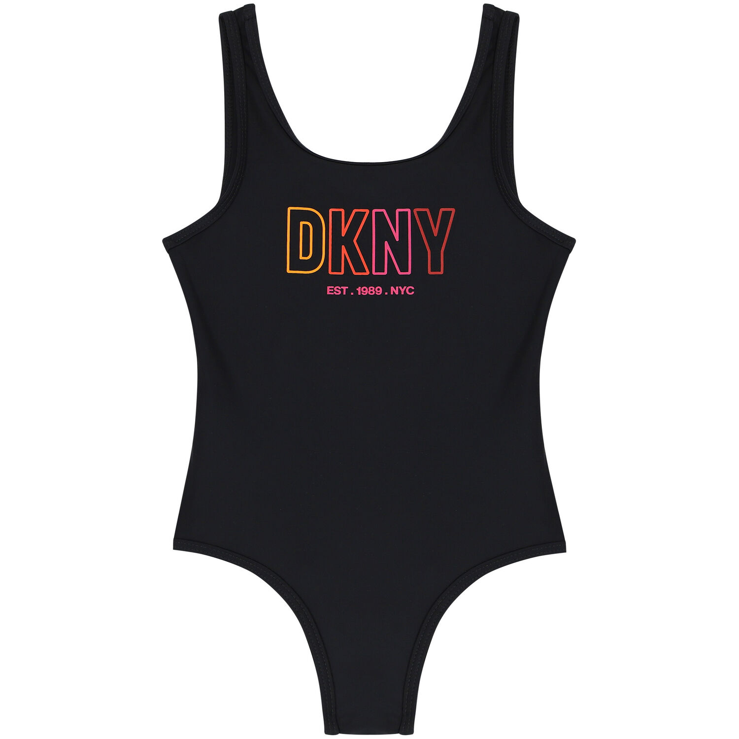 Girls Black Logo Swimsuit, 1, hi-res