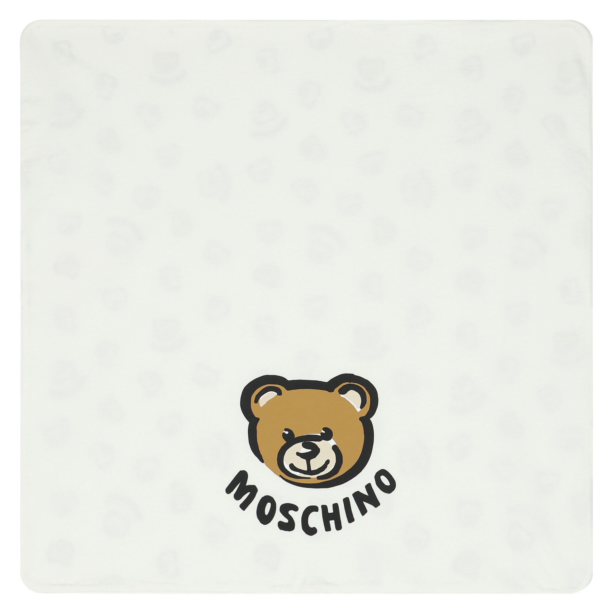 Moschino Ivory Teddy Bear Logo Baby Blanket Junior Couture UK