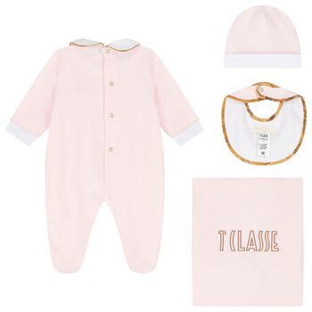 Baby Girls Pink & White Geo Map Babygrow Gift Set