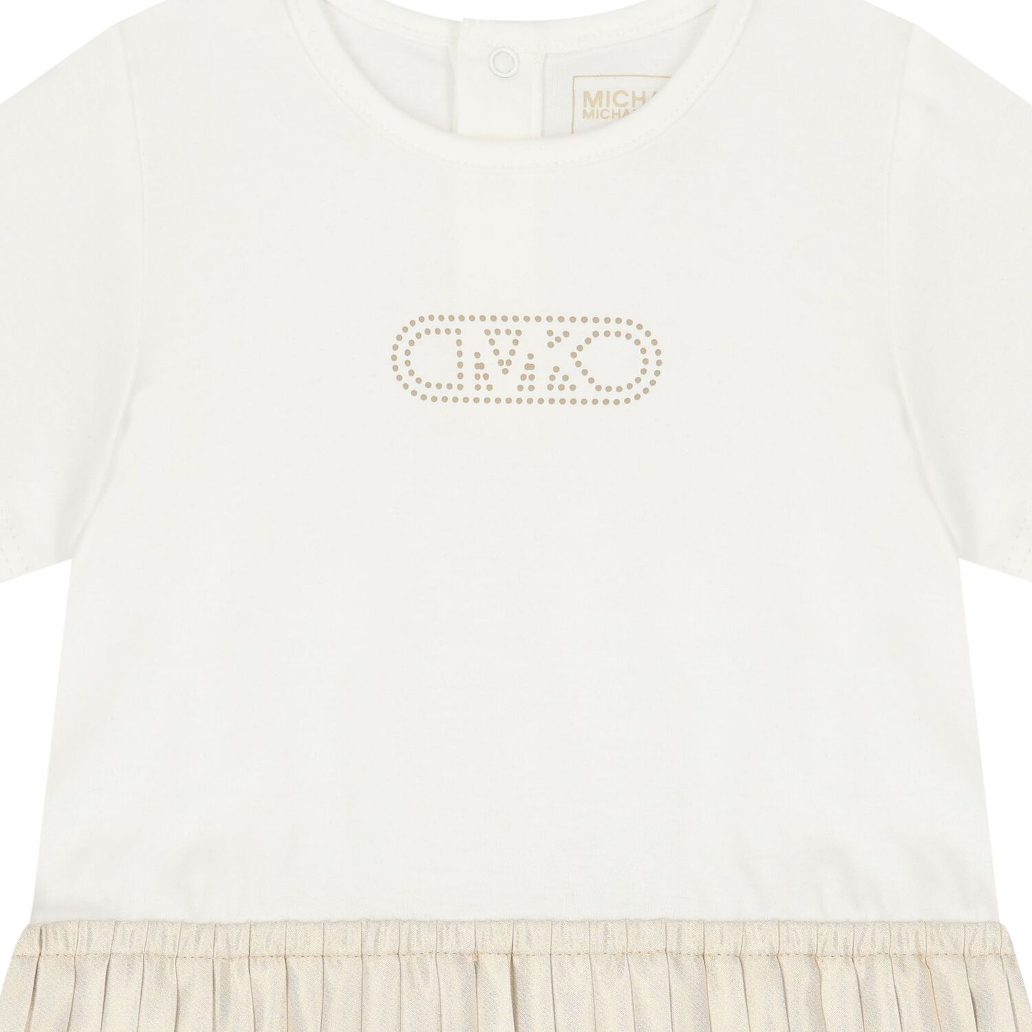 Younger Girls White & Gold Pleated Dress, 2, hi-res
