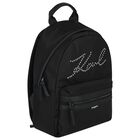 Girls Black Logo Backpack, 1, hi-res