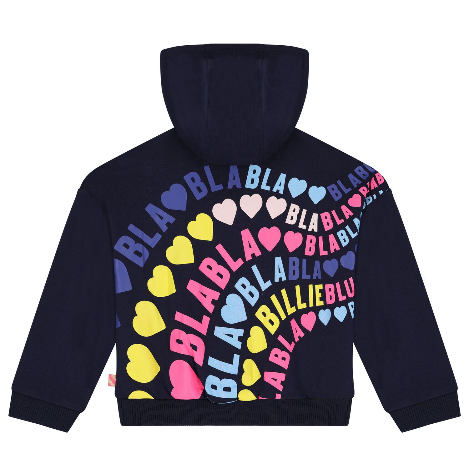 Girls Navy Blue Heart Hooded Top, 1, hi-res image number null