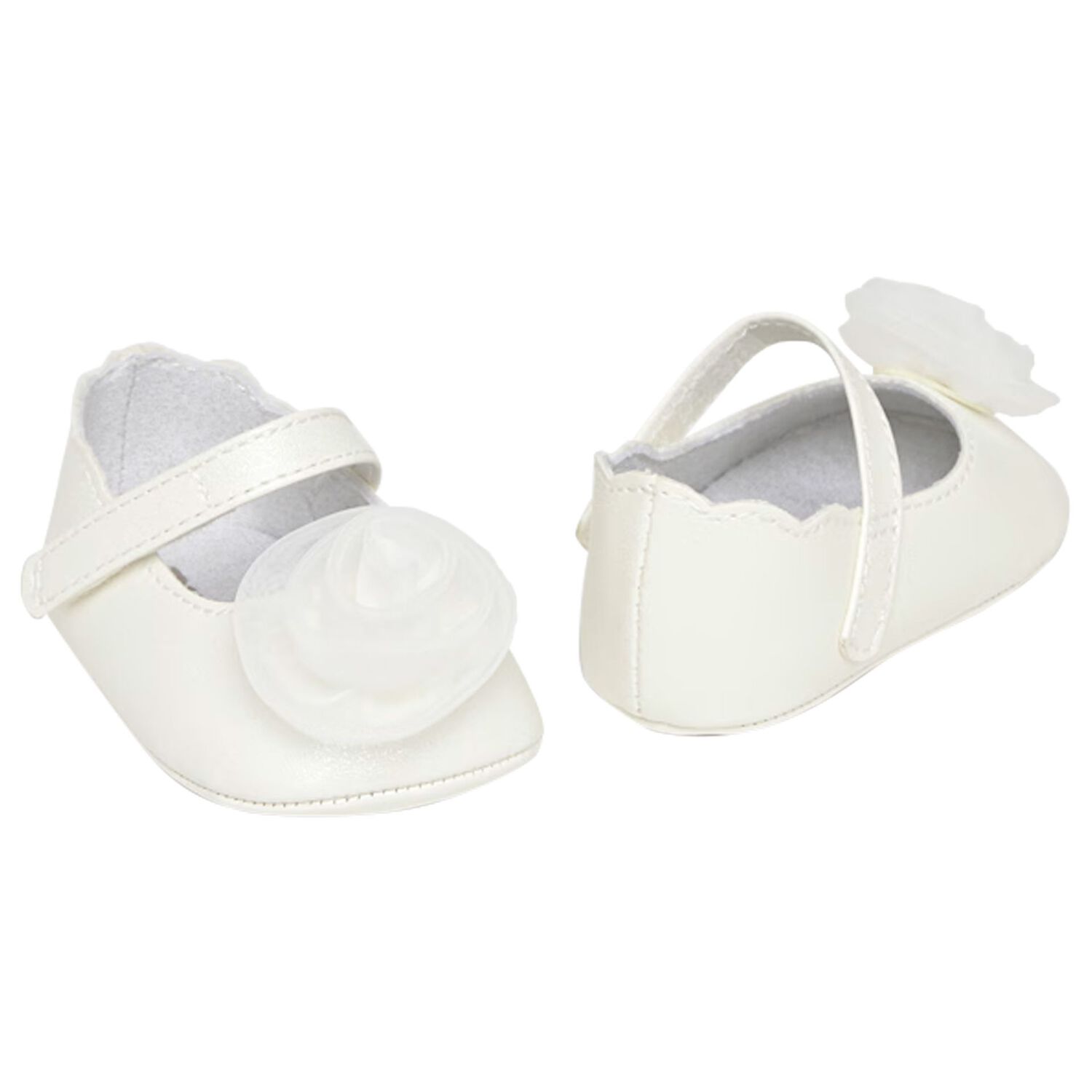 Baby Girls White Flower Pre Walker Shoes, 1, hi-res image number null