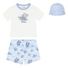 Baby Boys Ivory & Blue Logo Shorts Set, 1, hi-res