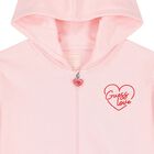 Girls Pink Logo Hooded Zip Up Top, 1, hi-res