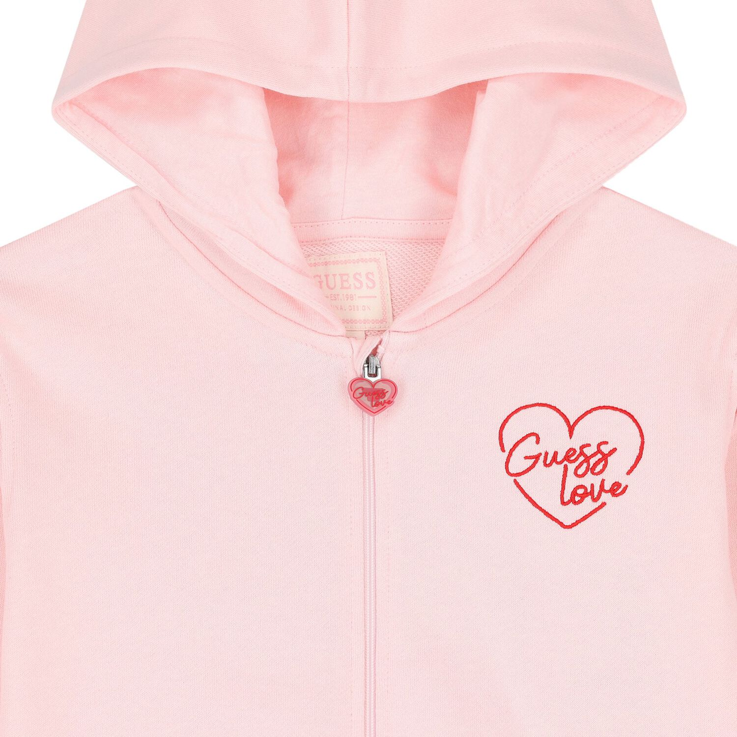 Girls Pink Logo Hooded Zip Up Top, 1, hi-res