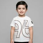 Younger Boys White Logo T-Shirt, 1, hi-res
