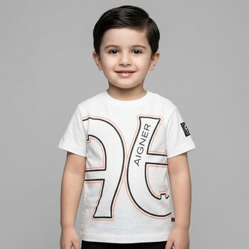 Younger Boys White Logo T-Shirt