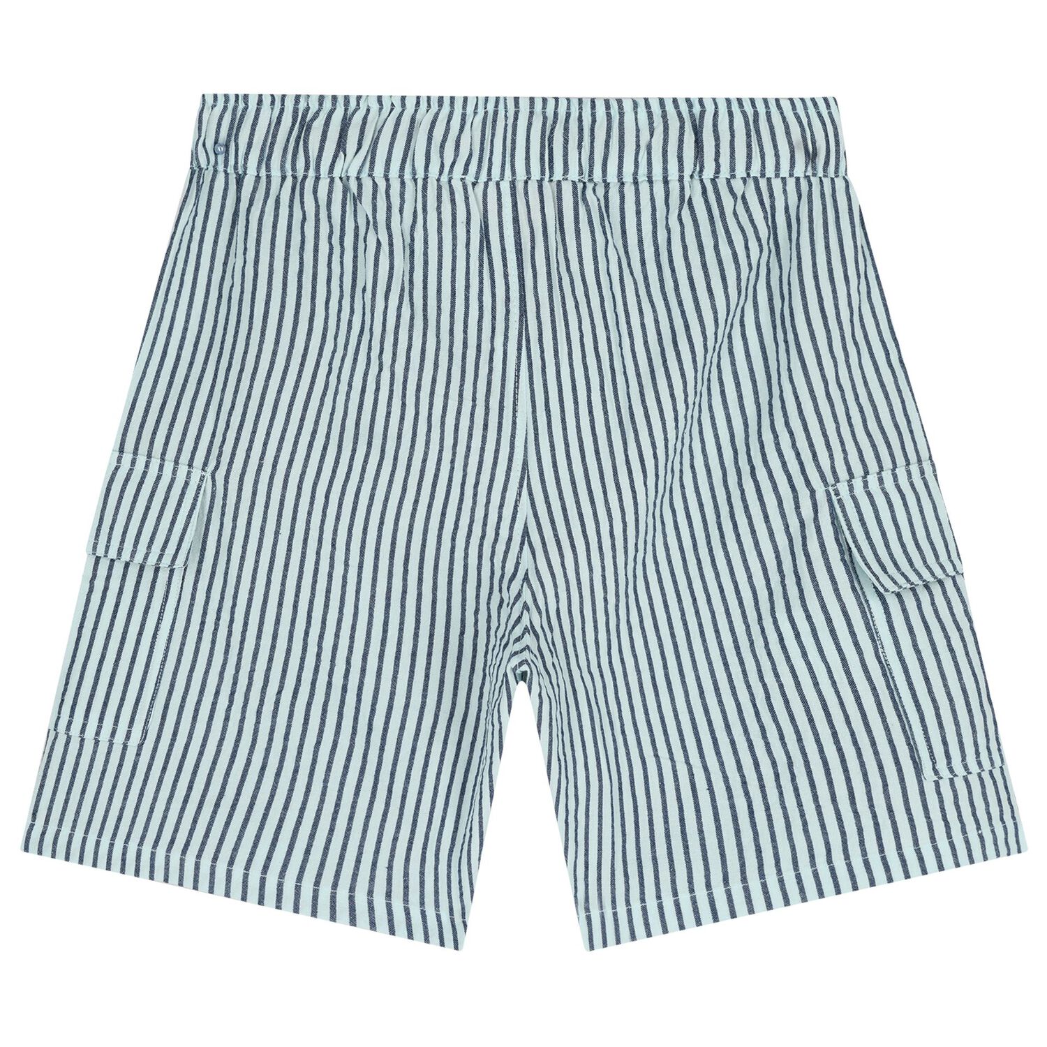 Boys Blue Striped Shorts, 1, hi-res