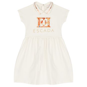 Girls Ivory Logo Dress