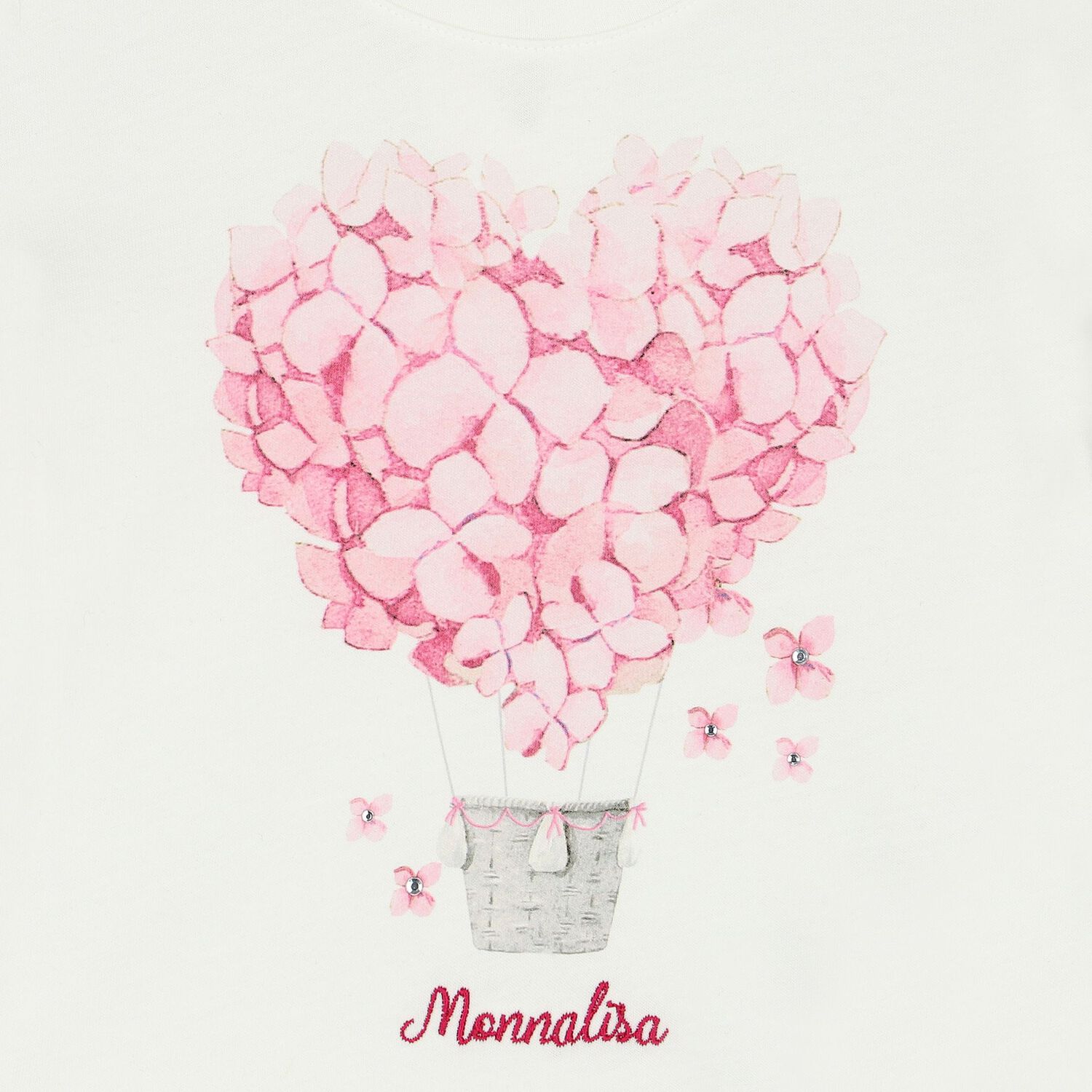 Younger Girls Ivory Diamante Logo T-Shirt, 1, hi-res image number null