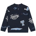 Boys Navy Blue Logo Sweatshirts, 1, hi-res