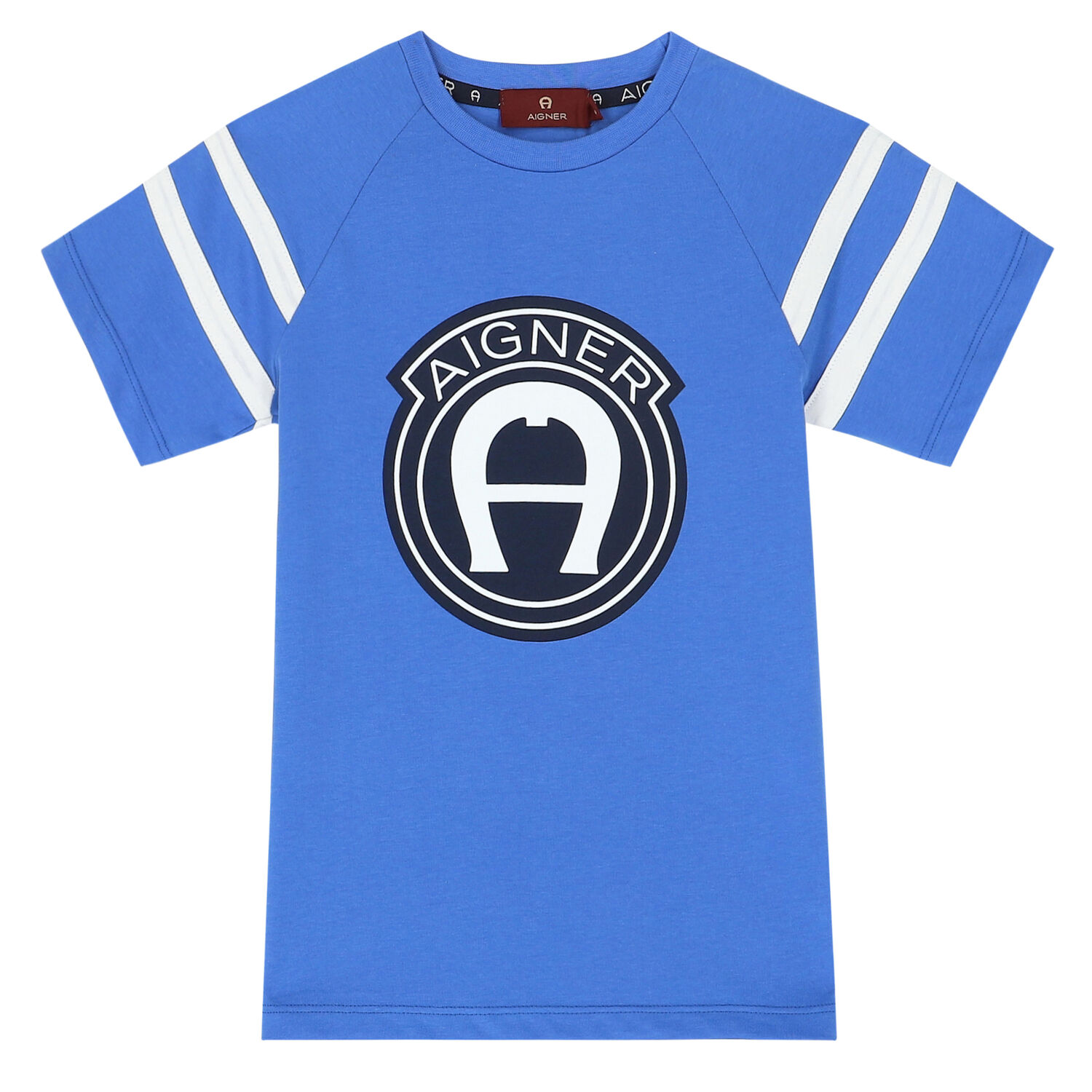 Boys Blue Cotton Logo T-Shirt, 1, hi-res