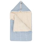Baby Boys Blue & Ivory Cable Knit Nest, 3, hi-res