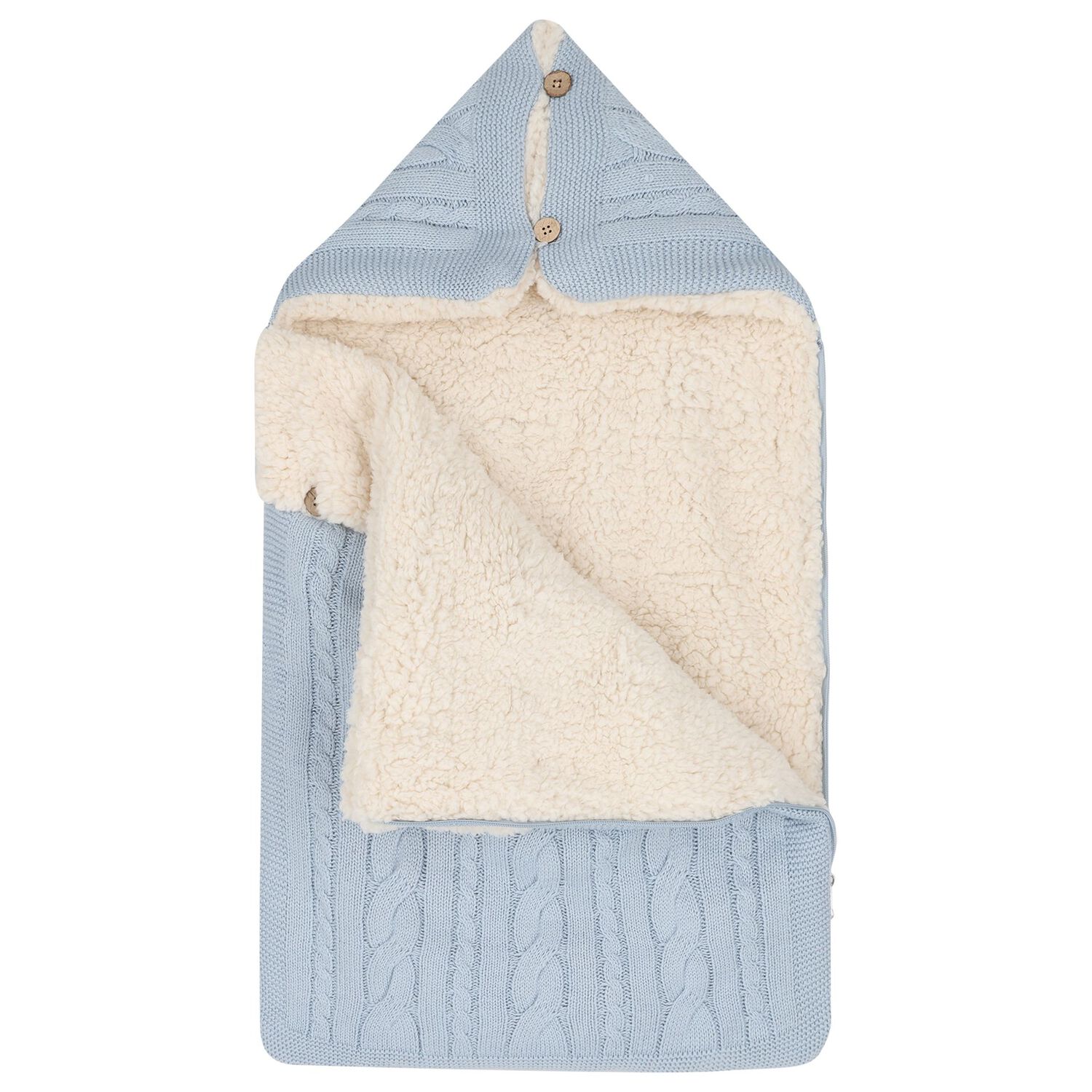 Baby Boys Blue & Ivory Cable Knit Nest, 3, hi-res