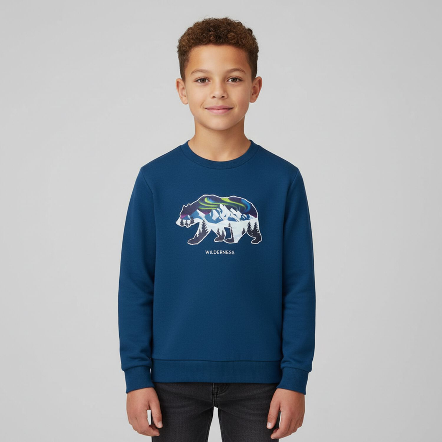 Boys Blue Polar Bear Sweatshirt, 1, hi-res