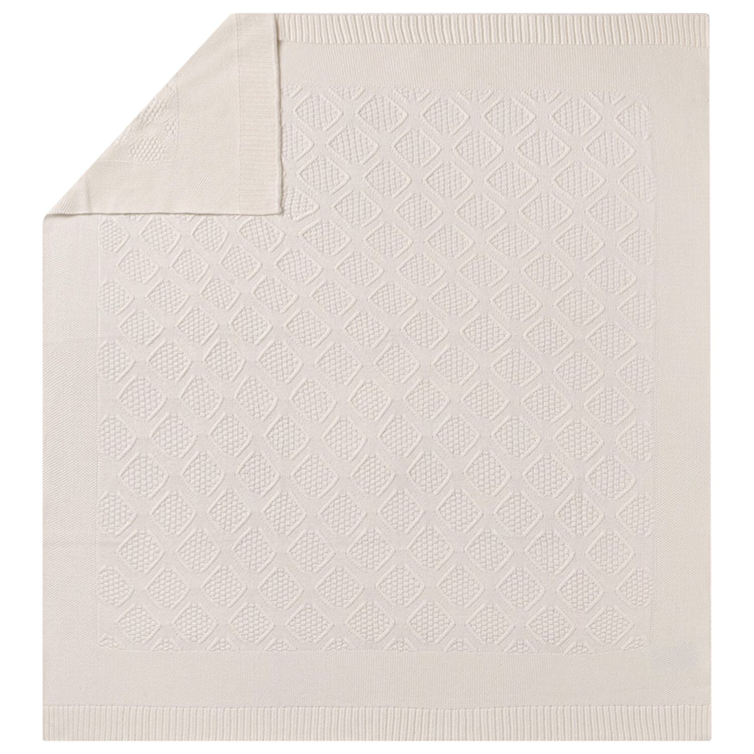 Beige Knit Baby Blanket , 1, hi-res