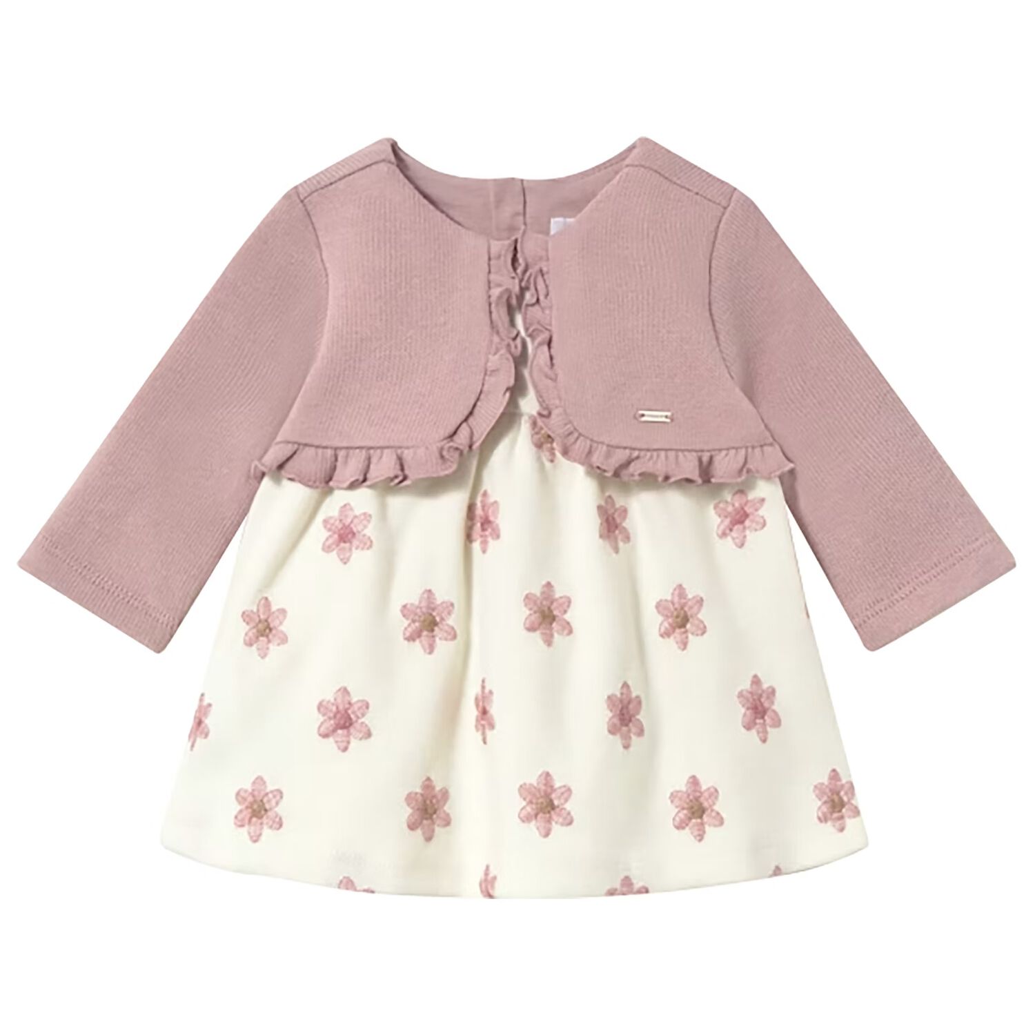 Baby Girls Pink & Ivory Flower Dress, 1, hi-res image number null