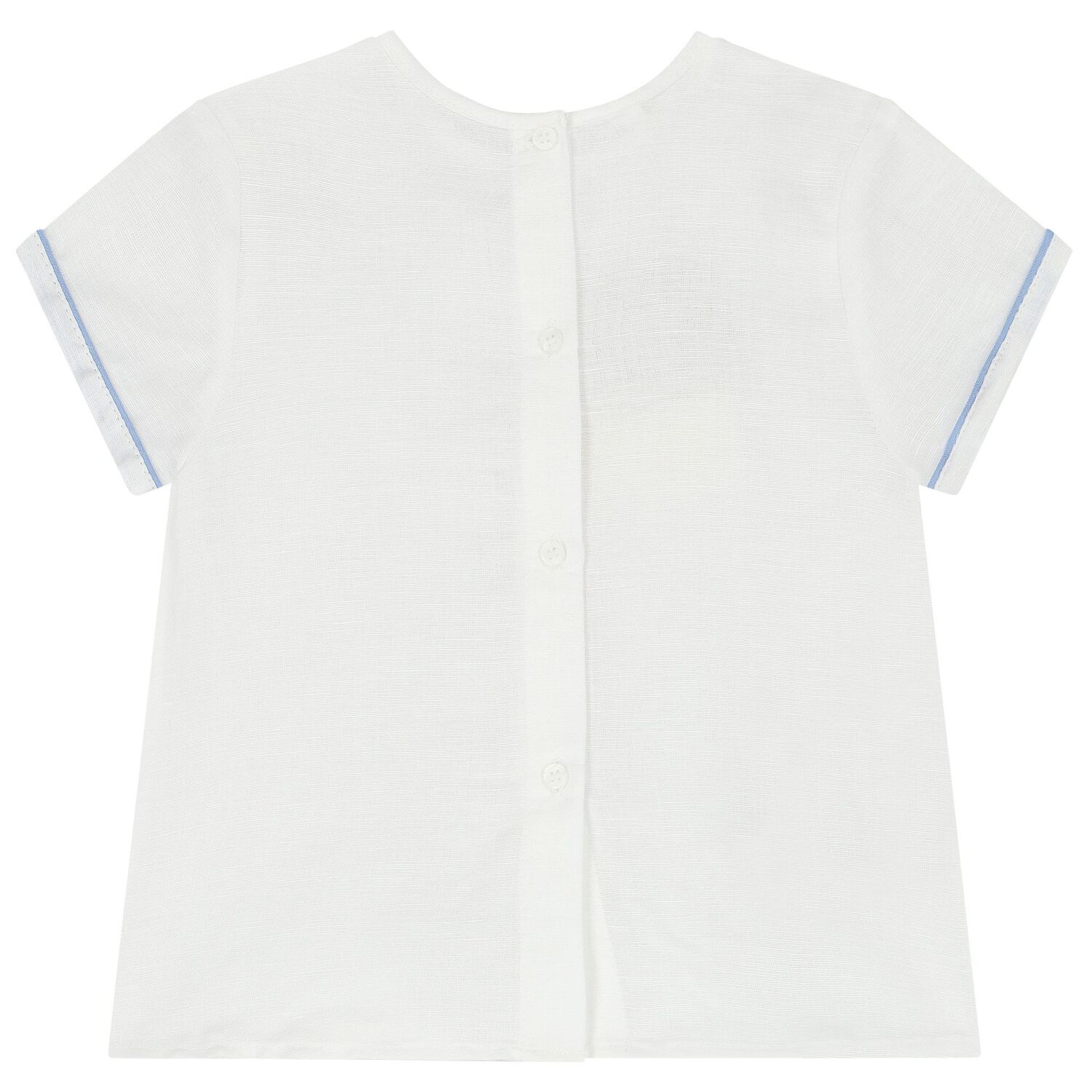 Baby Boys White & Blue Smart Dungaree Set, 2, hi-res image number null