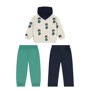 Younger Boys Beige Raccoon Tracksuit Set