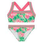 Girls Pink & Green Floral Bikini, 1, hi-res