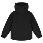 Boys Black Hooded Jacket, 1, hi-res