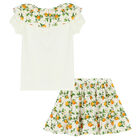 Girls Ivory & Orange Skirt Set, 1, hi-res