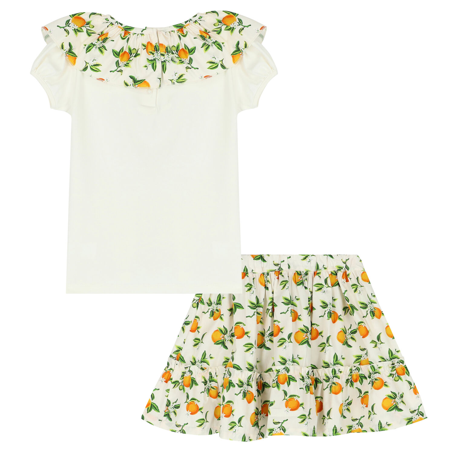 Girls Ivory & Orange Skirt Set, 1, hi-res