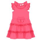 Girls Pink Tiered Frill Dress, 3, hi-res