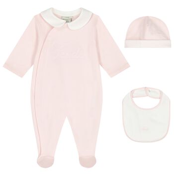 Baby Girls Pink Logo Babygrow Gift Set