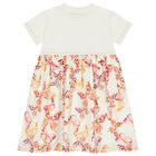 Girls Ivory & Pink Butterflies Logo Dress, 2, hi-res