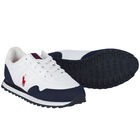 Boys White & Navy Logo Trainers, 1, hi-res