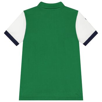 Boys Navy Blue & Green Logo Polo Shirt