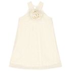 Girls Beige Flower Dress, 2, hi-res